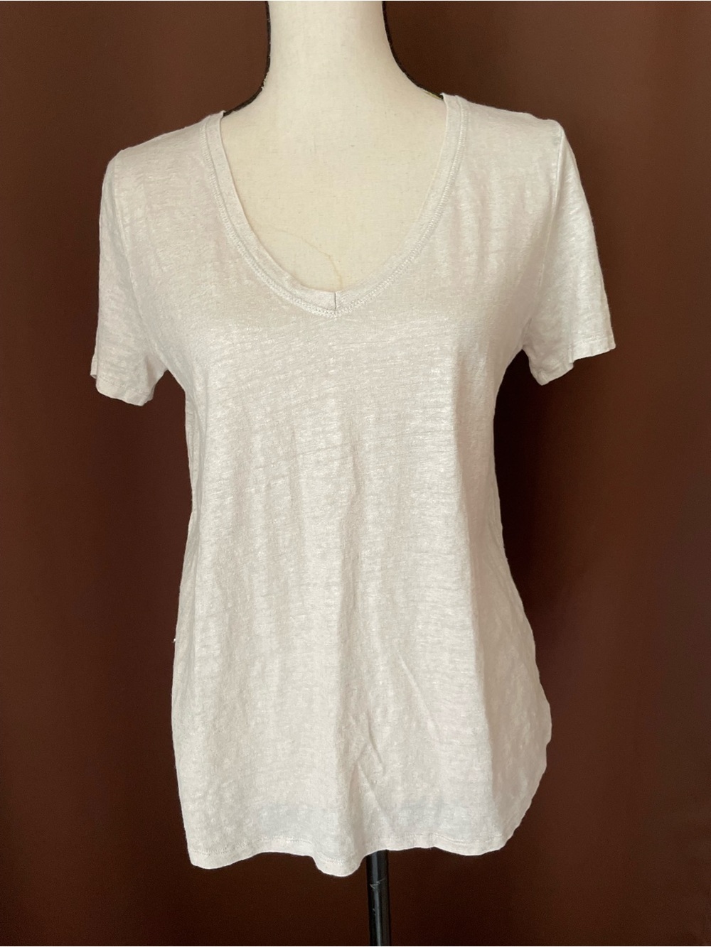 Pure collection 100% linen Silver gray V-Neck Short Sleeve Tee size 6
